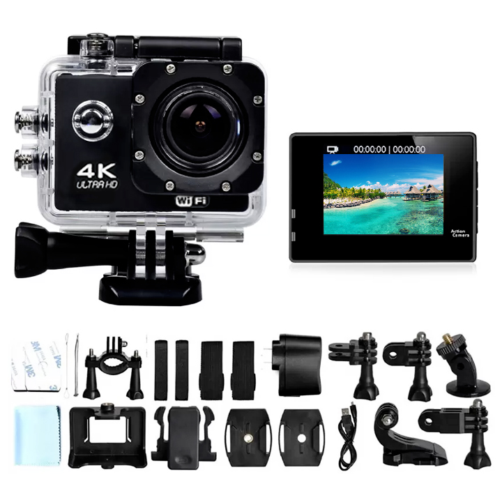 Camera Hành Trình Chống Nước 4K SPORT Ultra HD DV, Kết Nối Wifi Chống Rung Hỗ Trợ Quay Ban Đêm PKCB M16 Đen- Hàng Chính Hãng