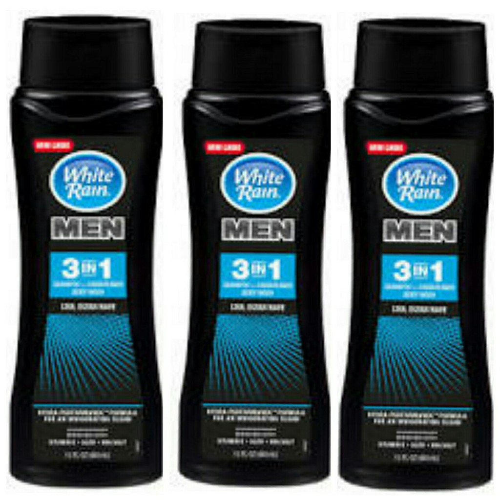 Bộ 2 chai sữa tắm gội White Rain for men 3-in-1 Cool Ocean Wave 443ml - USA