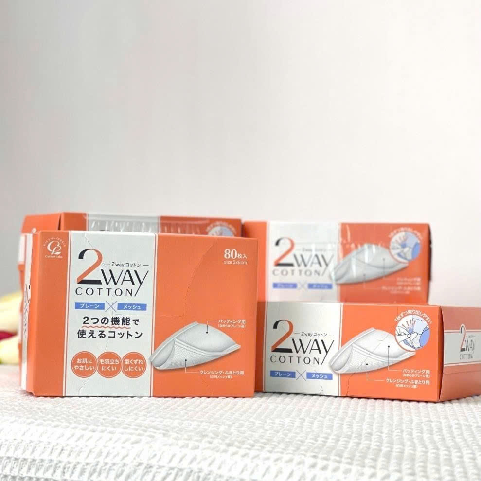 Set 2 Hộp Bông Tẩy Trang Cao Cấp Labo 2 Way Cotton (80 Miếng/Hộp)