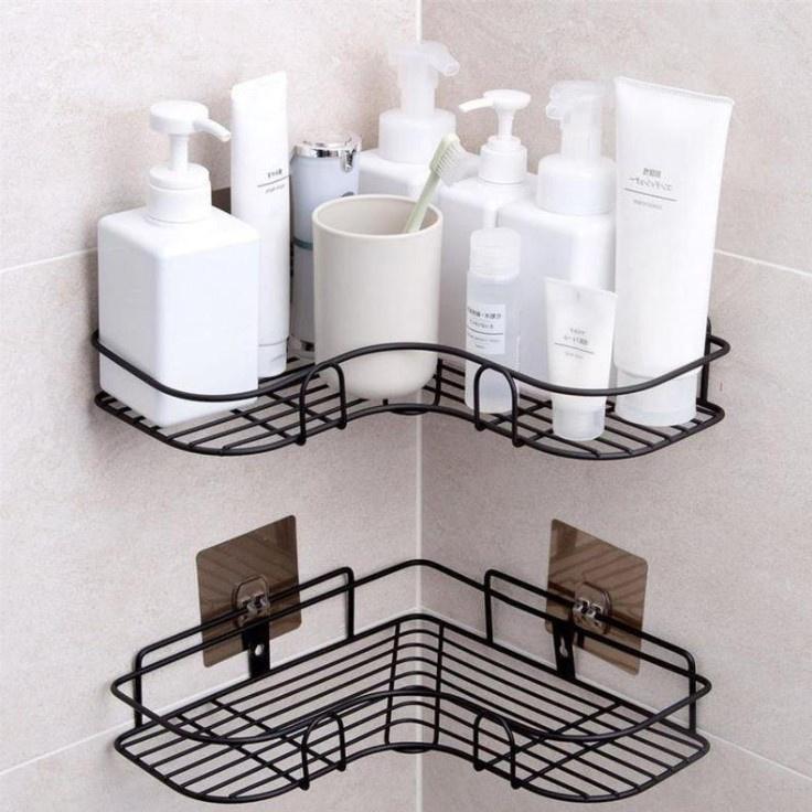 Combo 4 Kệ góc nhà tắm phun sơn tĩnh điện -dán tường siêu dính trong nhà tắm, nhà bếp tiện dụng