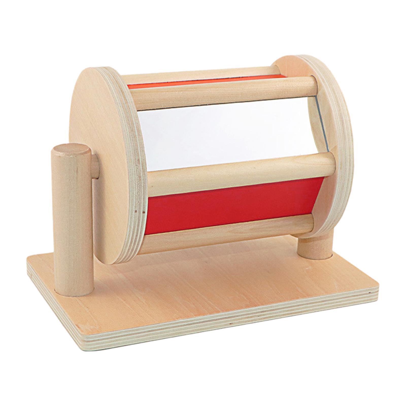 Montessori Materials Wooden Sensory Rotatable Drum Roller for 1-3 Year Old