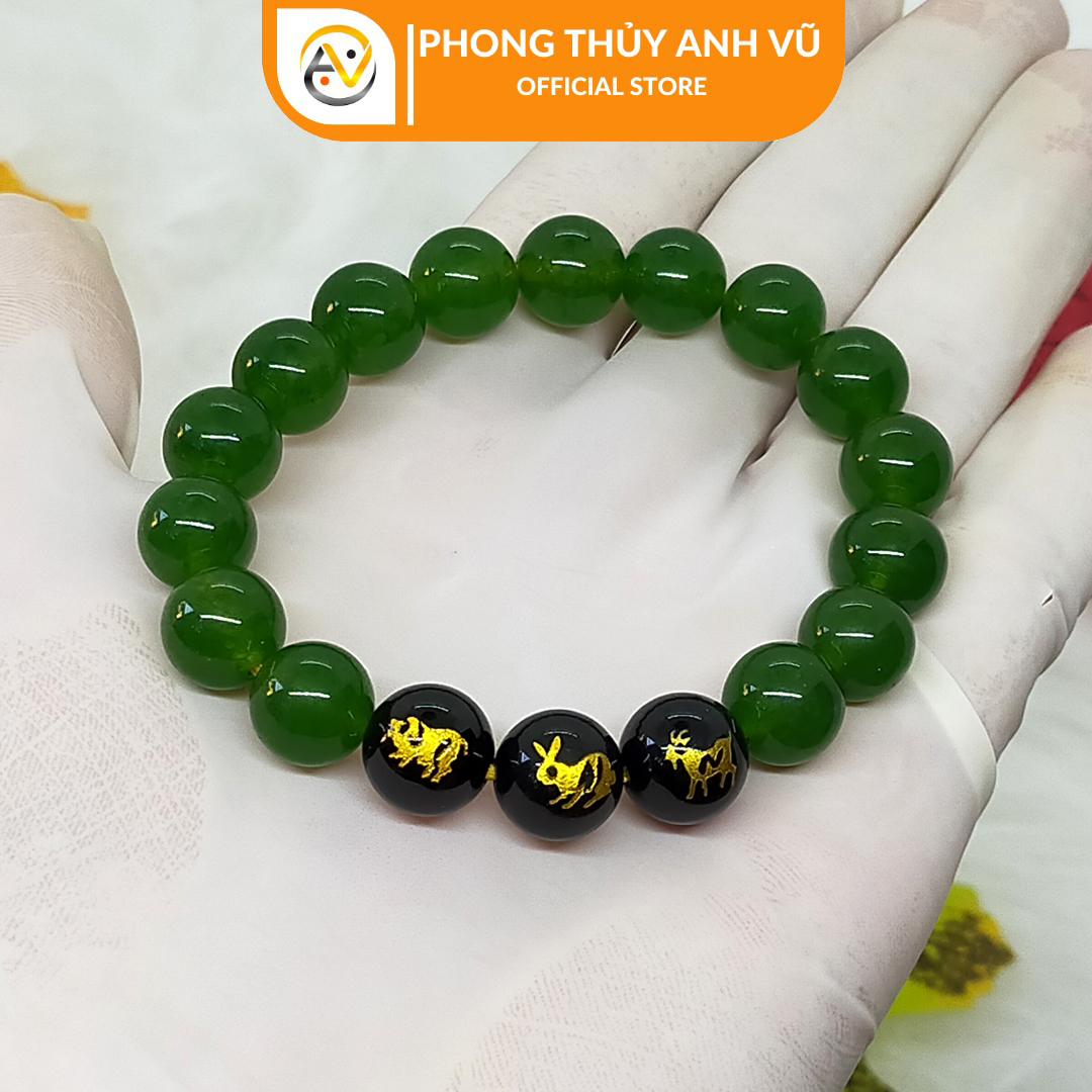 Vòng phong thủy mệnh hỏa tam hợp hợi mão mùi - chất liệu đá mã não tự nhiên - size 8 10ly - may mắn tài lộc - Vòng Tam Hợp Anh Vũ