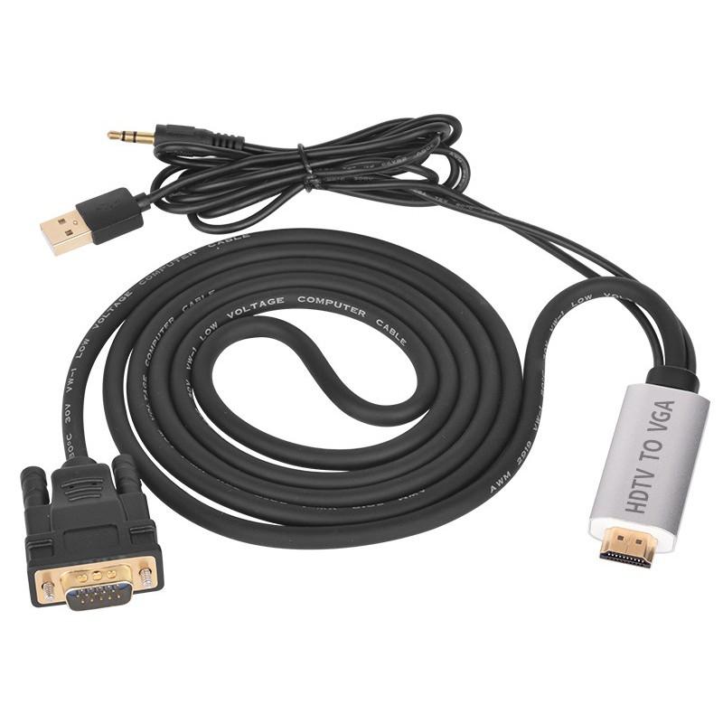 Cáp chuyển đổi HDMI to VGA 1.8m có rắc âm thanh 3.5mm