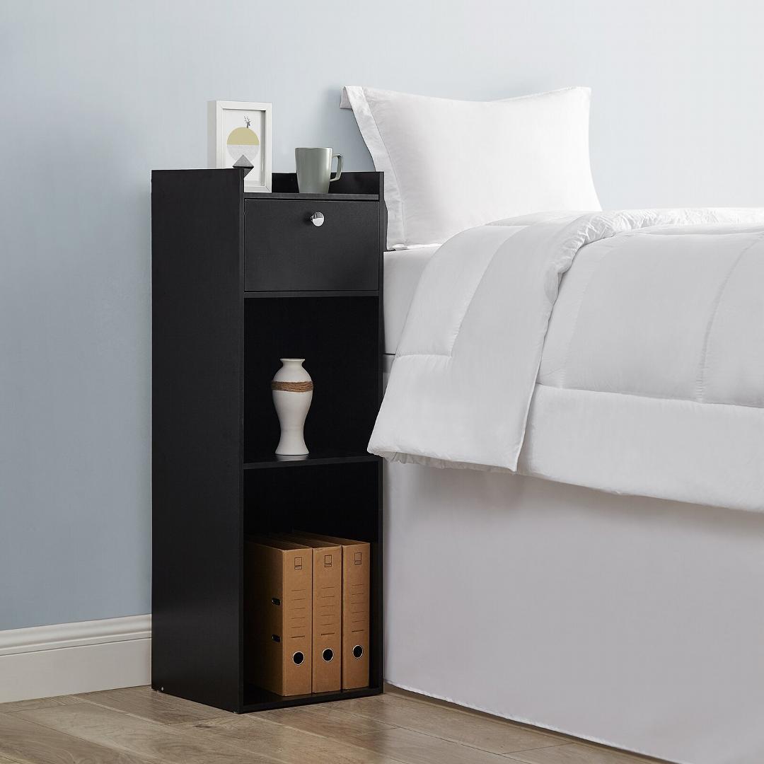 Tủ gỗ đầu giường hiện đại SMLIFE Nicki | Gỗ MDF dày 17mm chống ẩm | D38xR35xC110cm