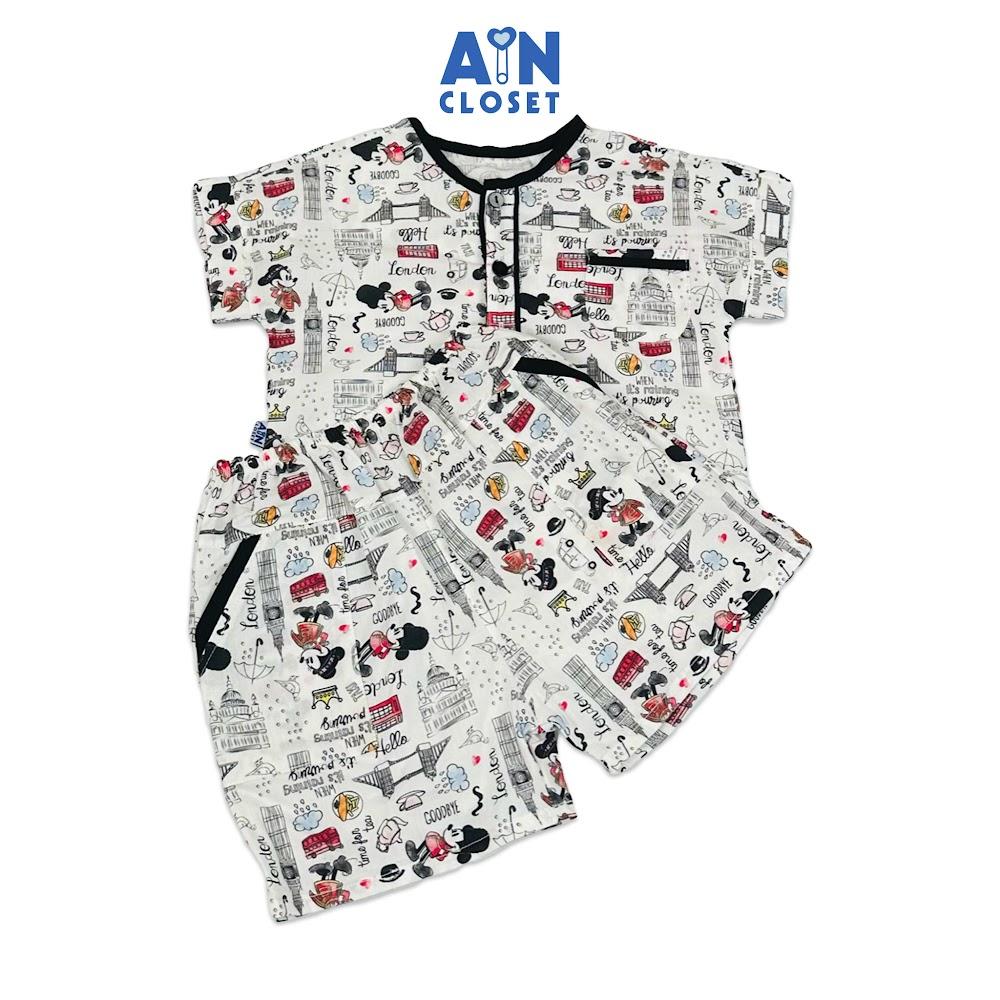 Bộ quần áo Ngắn unisex cho bé họa tiết Mickey London Đen cotton - AICDBTQMSAIS - AIN Closet