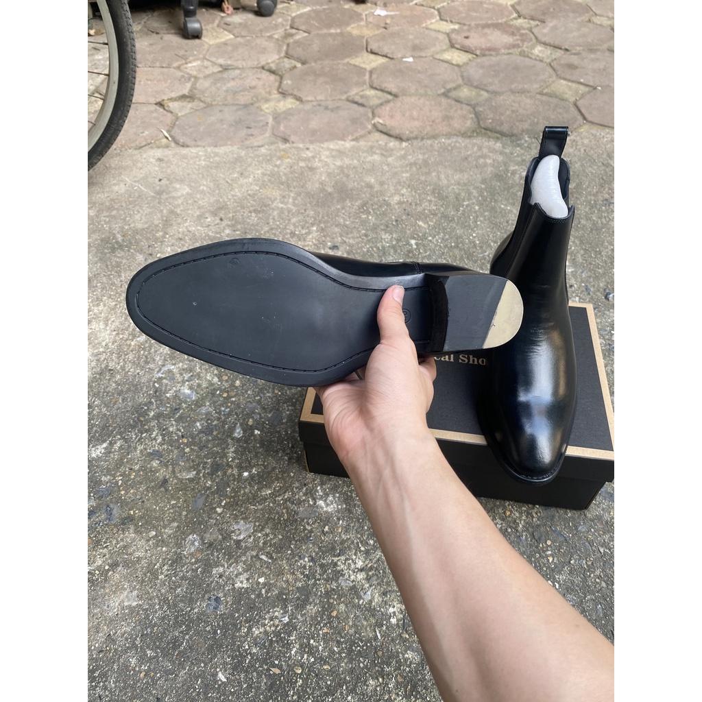 4cm Heels Chelsea Boots Classic đế gỗ, giày bốt nam