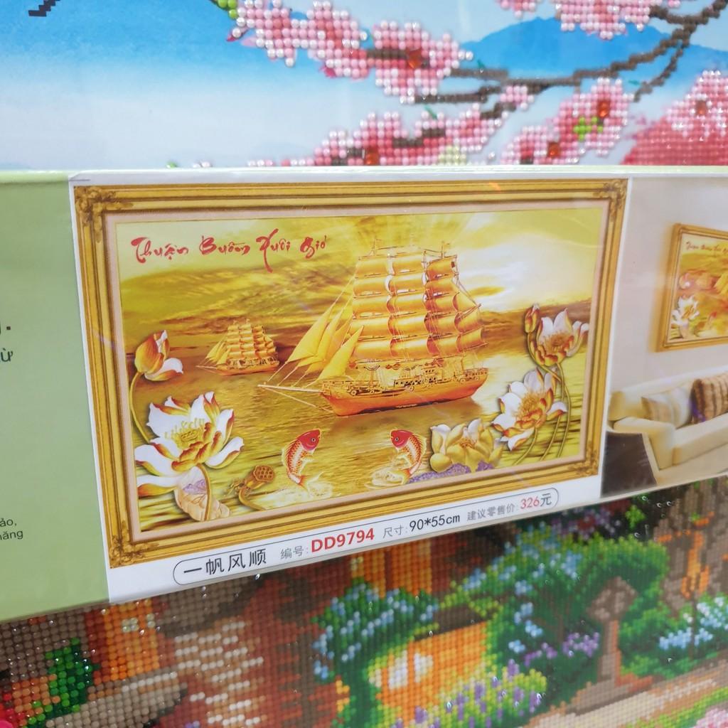 Tranh Đính Đá THUẬN BUỒM XUÔI GIÓ . Kích Thước: 90cm x 50cm