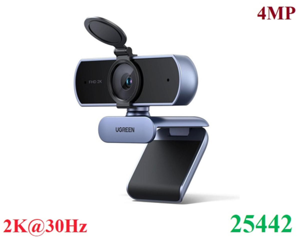Webcam 2K@30Hz cho PC, Webcam Full HD 1080p/30fps, Tự động lấy nét Ugreen 25442 cao cấp (4MP) - Hàng Chính Hãng