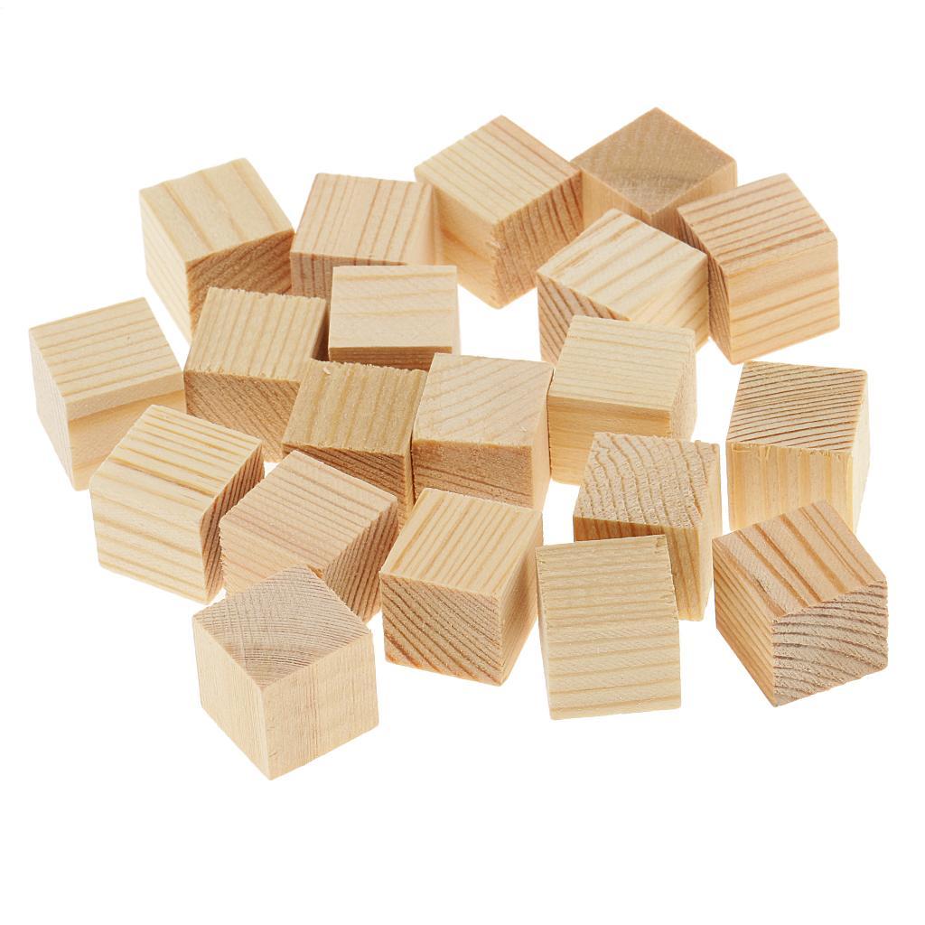 3-10pack Wood Cube Blocks Puzzle Unfinished Wooden Pieces for Crafts 15mm 20
