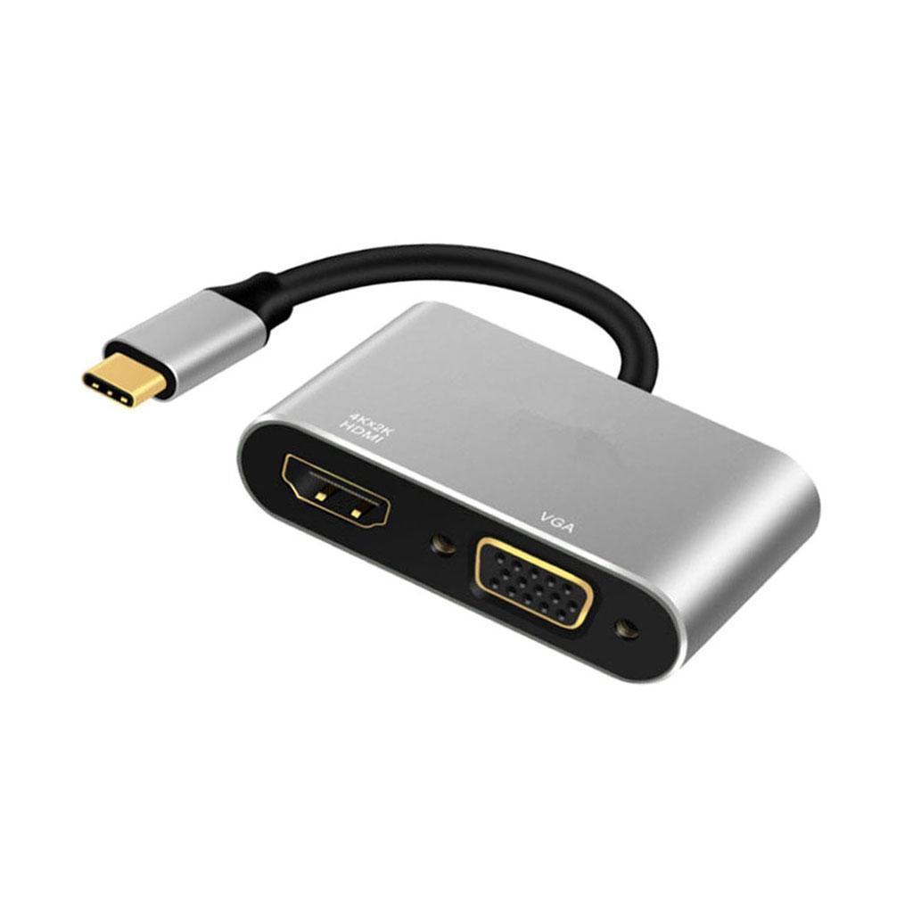 2in1 USB Type C Hub 4K HDMI & VGA Port Display Adapter Splitter