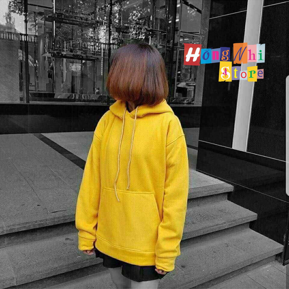 Áo Khoác Hoodie Trơn Ulzzang Unisex Màu Vàng Chất Nỉ Bông Cao Cấp Dáng Rộng Nam Nữ - MM