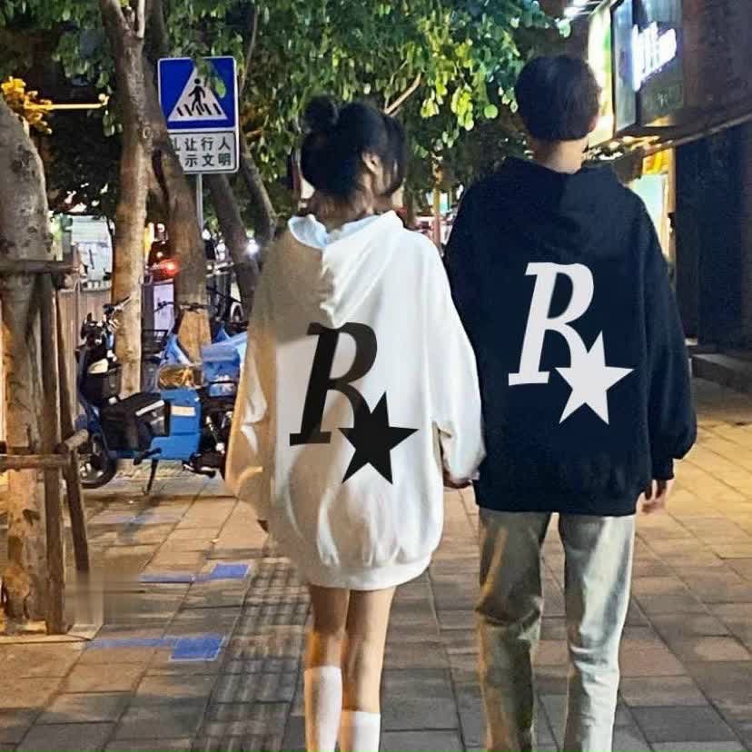 ÁO HOODIE - ÁO KHOÁC NỈ NGOẠI Dây full zip  HOOIDE MỚI in CHỮ R NGÔI SAO-áo cặp,áo đôi