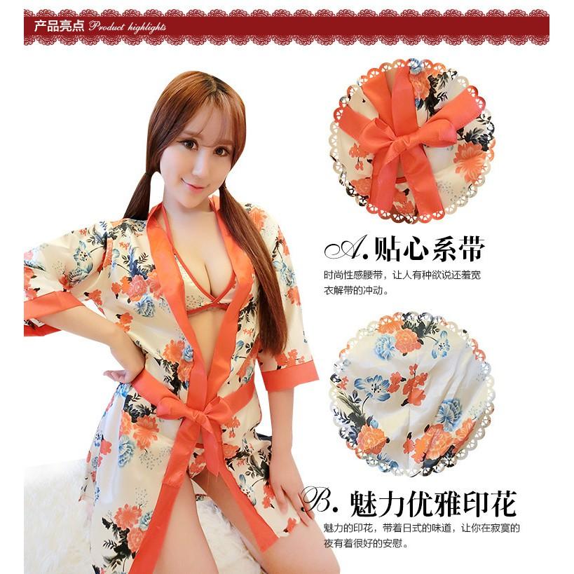 Áo Choàng Ngủ Kimono Hoa Cam Phong Cách Nhật MS1315