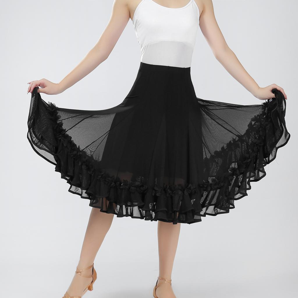 Elegant Ballroom Dancing Latin Waltz Dance Party Big Swing Mesh Skirt
