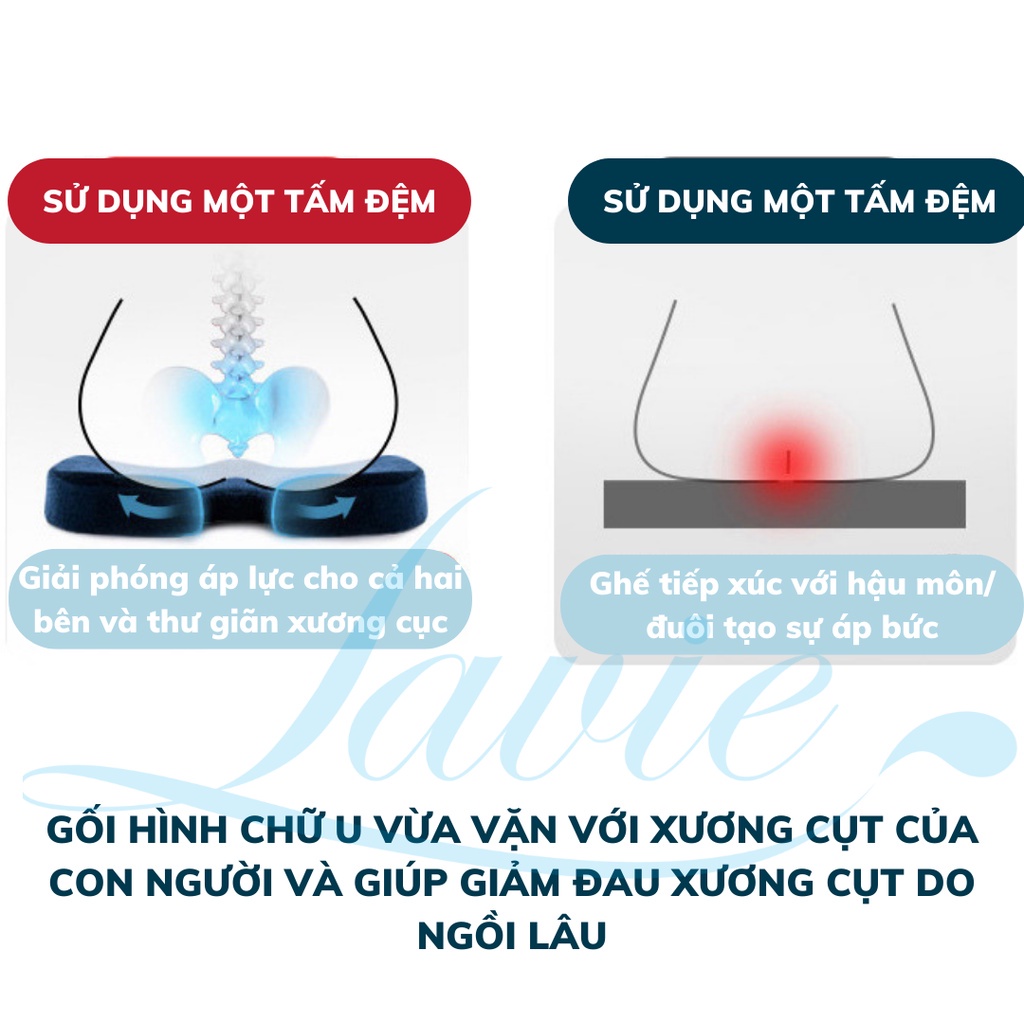 Gối lót ngồi đệm lót ngồi gối ngồi văn phòng hình chữ U giúp giảm đau xương cụt, chống bệnh trĩ bằng cao su non