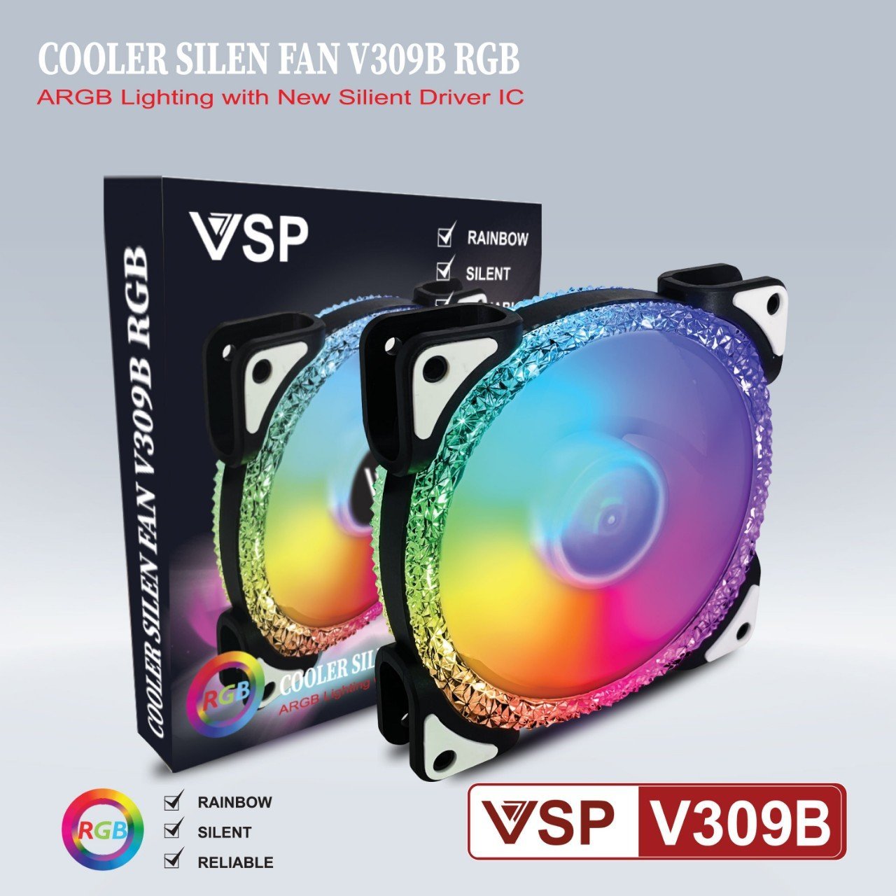 Fan V309B LED RGB - Hàng chính hãng