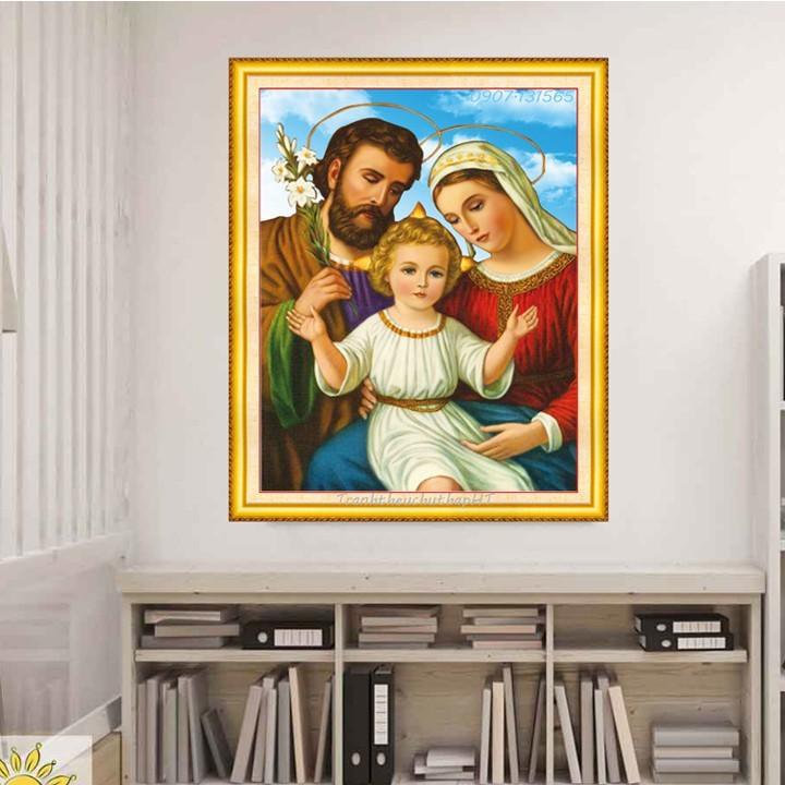 Tranh Đính Đá GIA ĐÌNH THÁNH GIA . Kích Thước: 75cm x 60cm