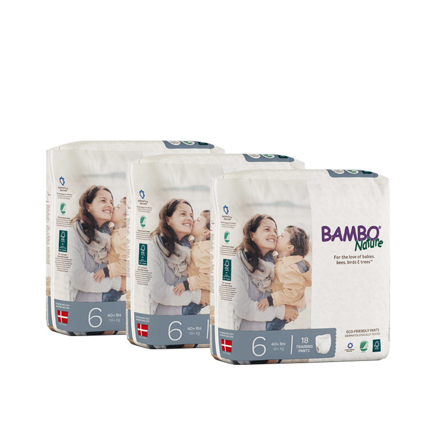 Combo 3 gói Tã Quần Em Bé Hữu Cơ Bambo Nature - gốc Đan Mạch - >18 kg - XXL18 - 18 miếng