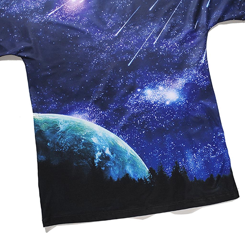 Men's Fashion Style Print Shirts Tops Tee Short Sleeve Casual Tee Shirt Starry Purple