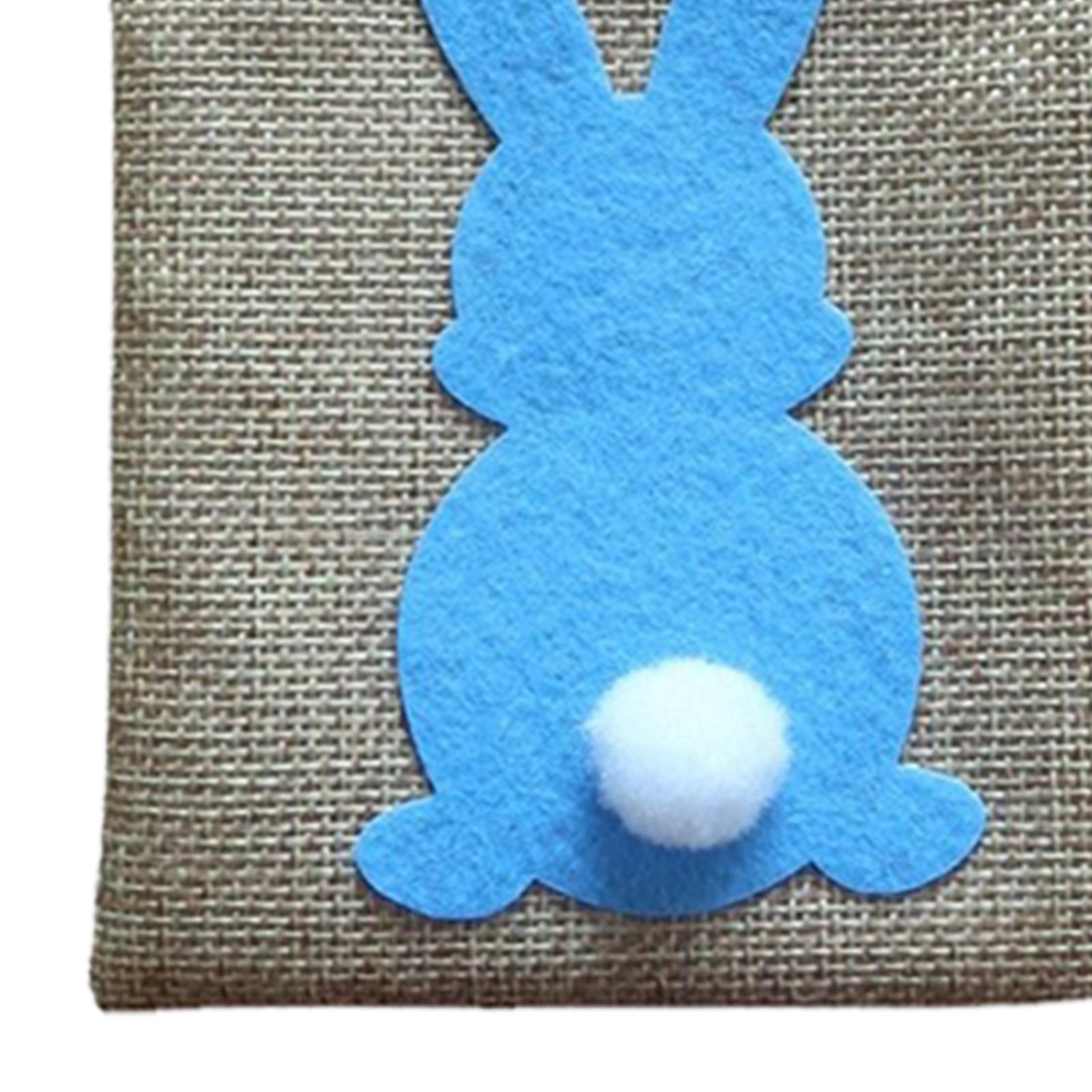 2 Pieces Easter Bunny Decor Drawstring Burlap Bag 14x10cm