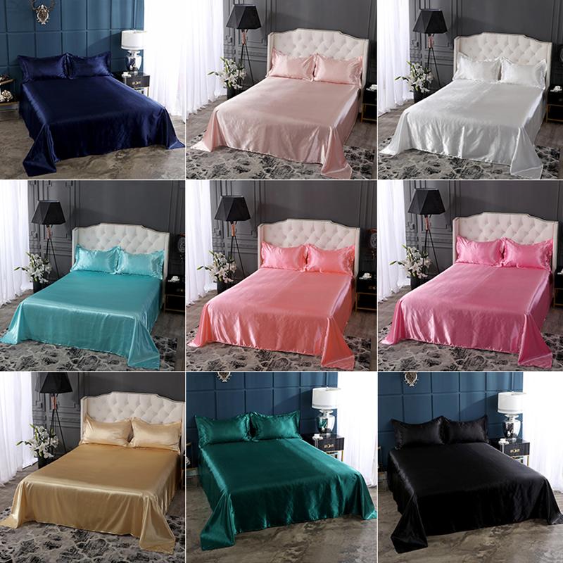Cao Cấp Satin Thi Đua Lụa Giường Bộ Vỏ Gối Cao Cấp Nhà Nữ Hoàng Kích Thước Giường Bộ Mềm Mịn Bedsheets bedsheet