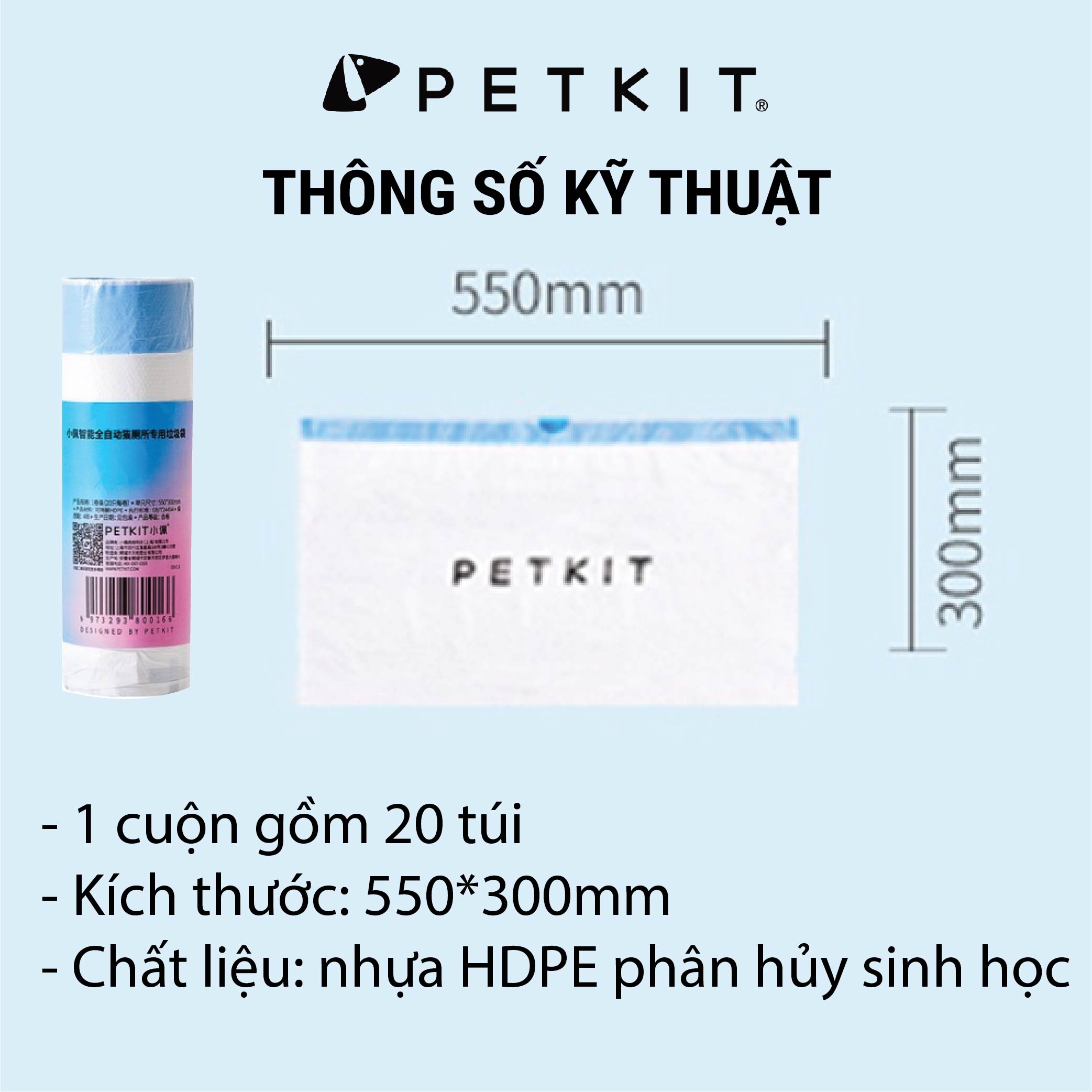 Túi Đựng Rác Petkit Dùng Cho Máy Vệ Sinh Tự Động Cho Mèo Pura X và Pura Max Petkit