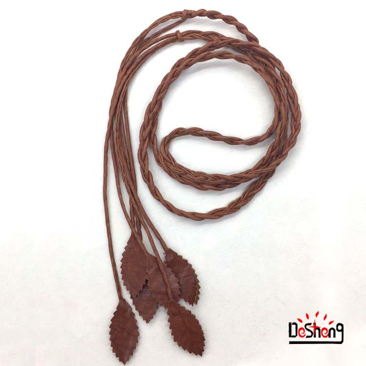 Thắt lưng da dây nịt nữ cột eo bện rít chiếc lá dona22101502