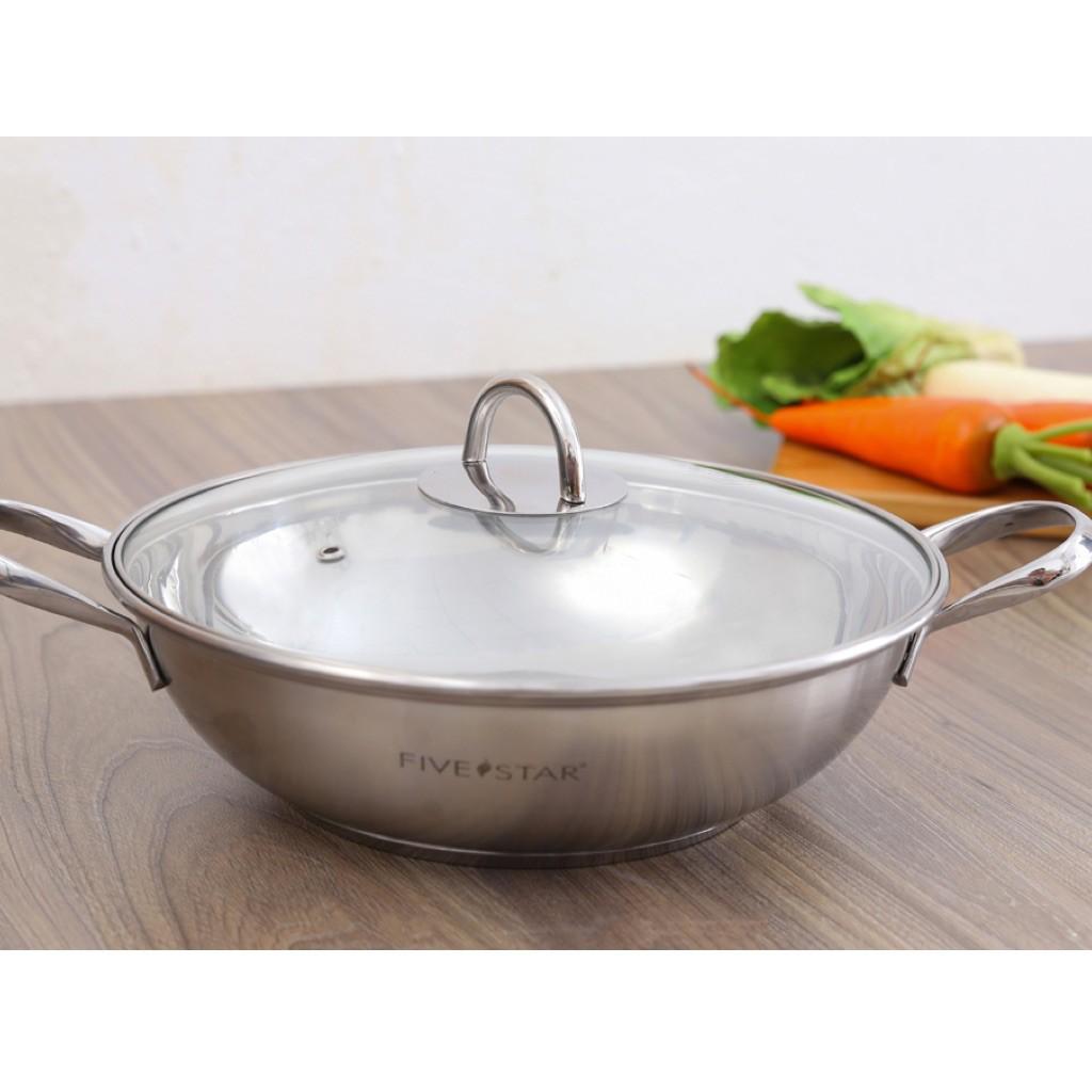 Nồi lẩu um xào inox 26cm bếp từ nắp kính