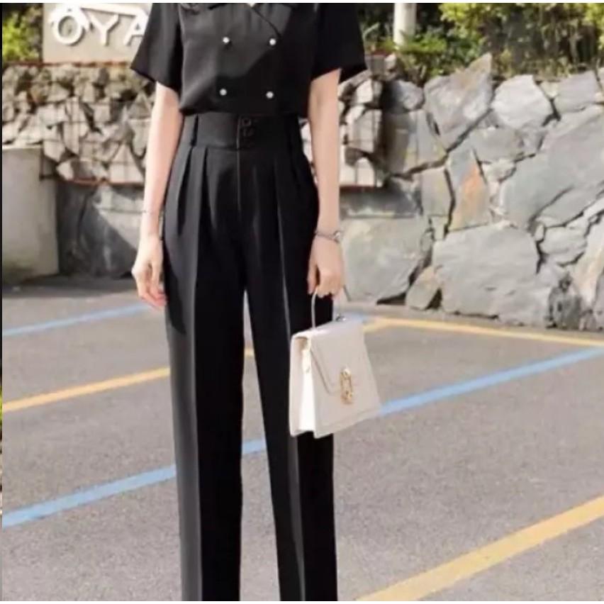 Quần Baggy Nữ Lưng Cao 3 Tầng Khuy 8cm, Cạp Chun sau Lưng Dễ Chịu khi vận động, Vải Tuyết Mưa Đẹp, Có Big Size 68KG