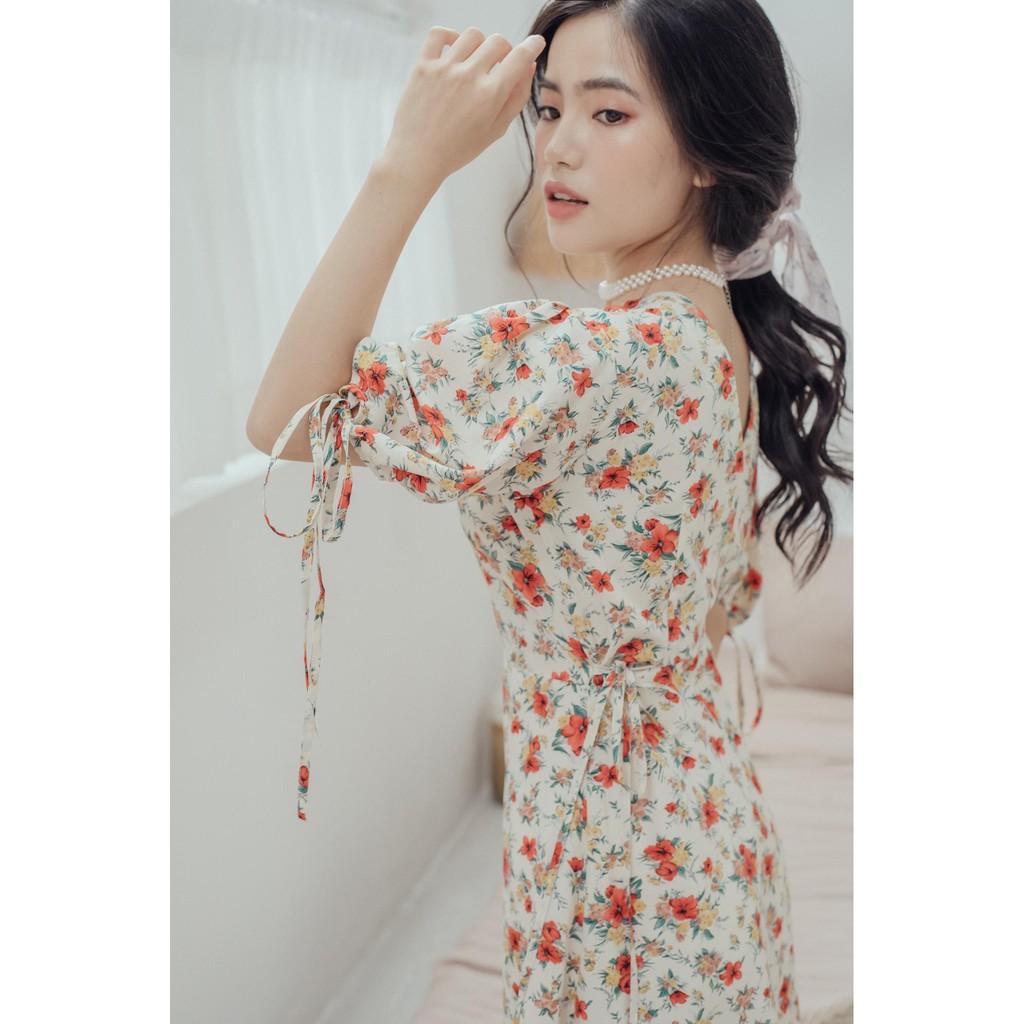 Đầm trắng kem hoa cột eo Malory Dress Gem Clothing SP060282