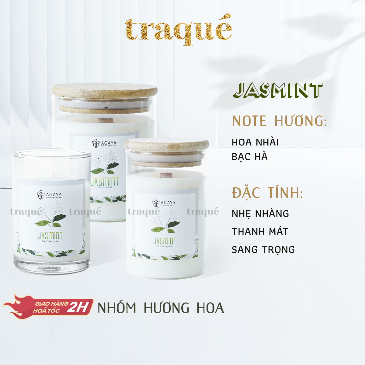 Nến thơm tinh dầu cao cấp không khói an toàn Candle Cup - JASMINT/HOA NHÀI - L - 350G