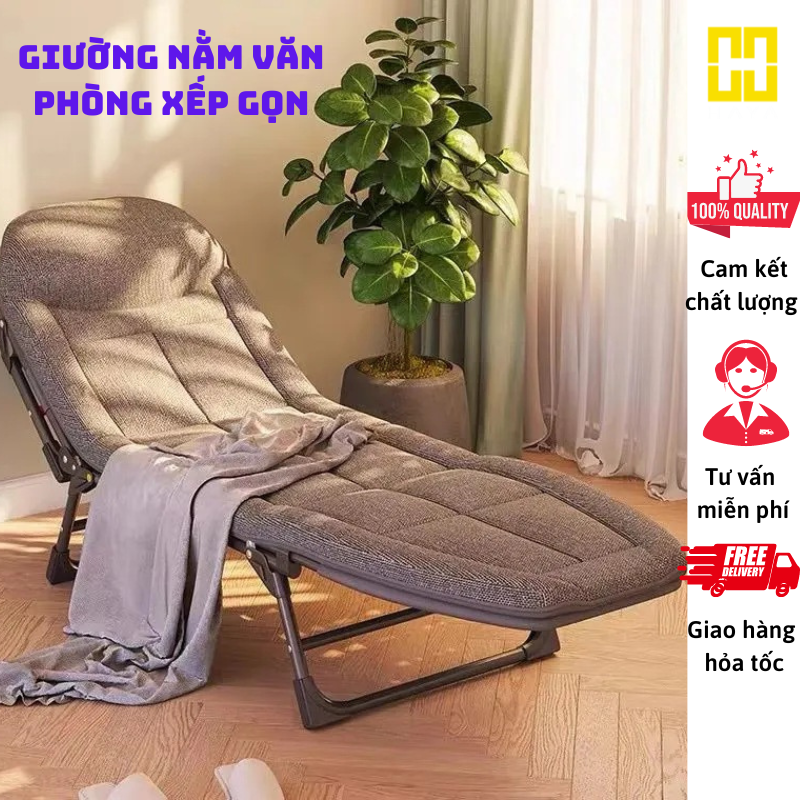 Giường gấp văn phòng , Giường Nằm Gấp Gọn khung thép chắc chắn, đệm êm kèm gối đầu.