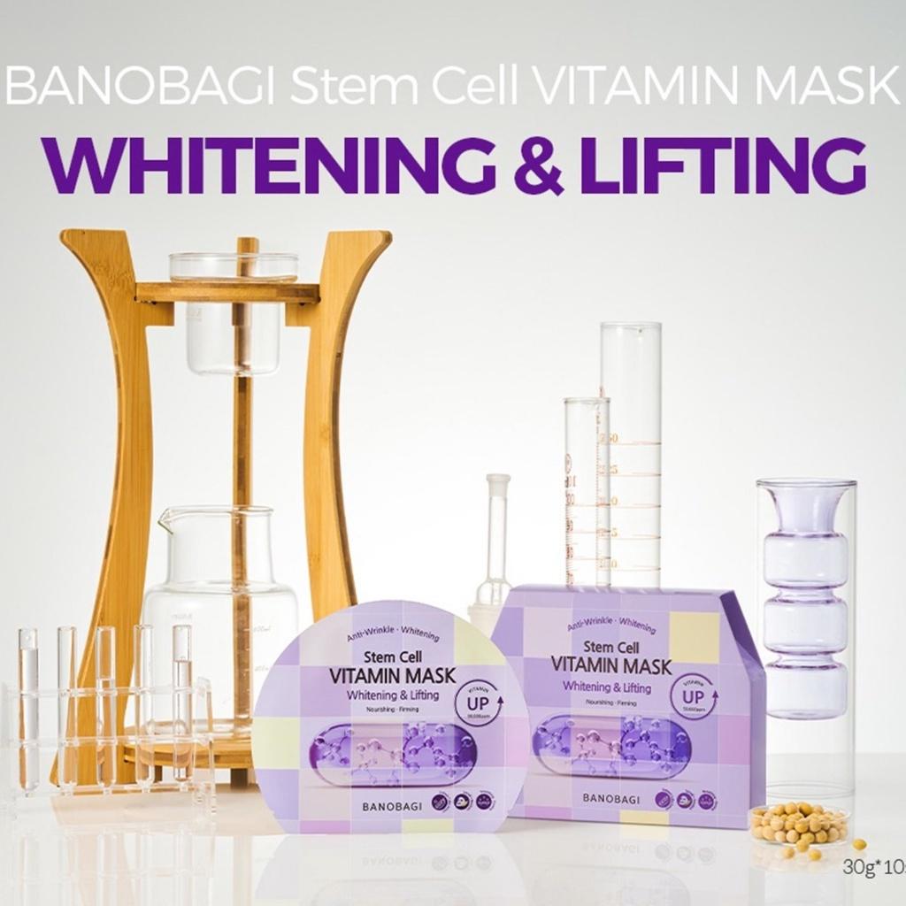 Hộp 10 Mặt Nạ Giấy Banobagi Stem Cell Vitamin Mask Whitening & Lifting 30ml/Miếng