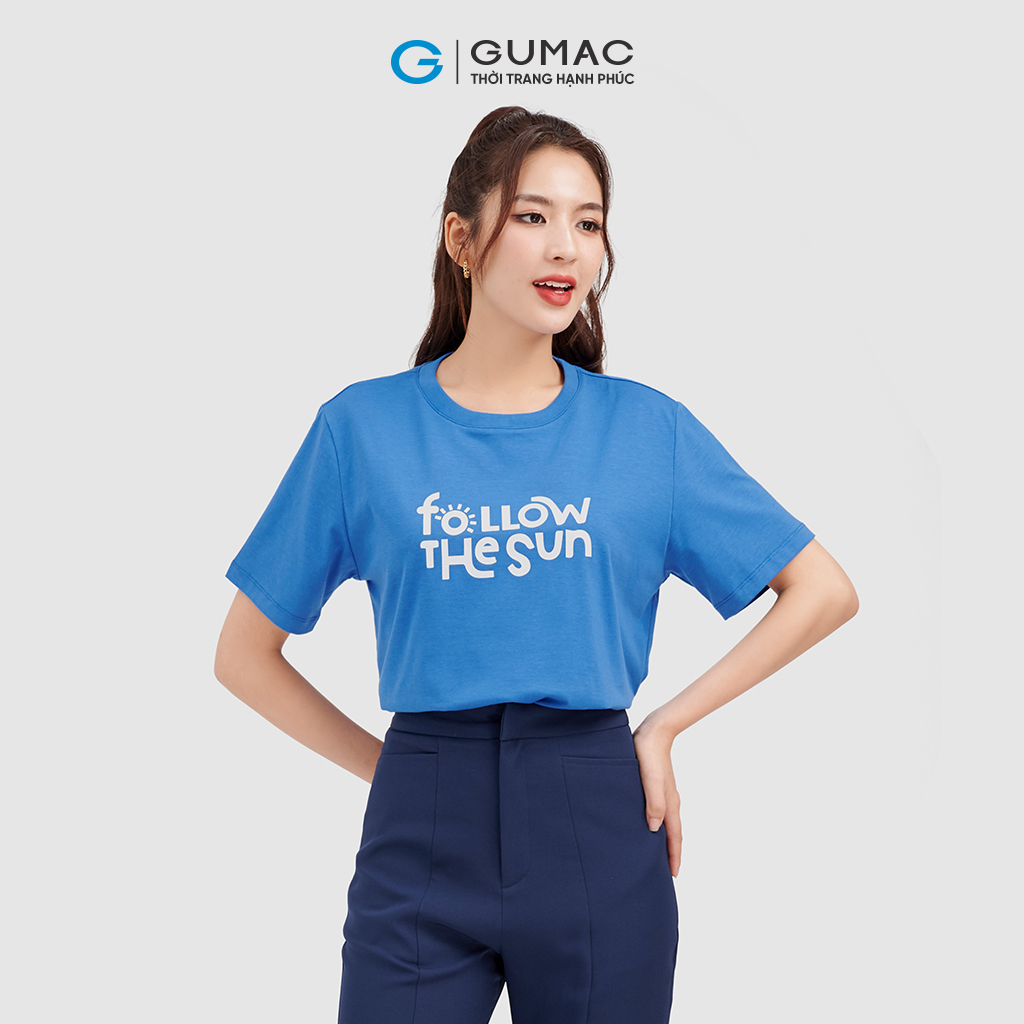 Áo thun nữ GUMAC ATC08079 cổ tròn in chữ