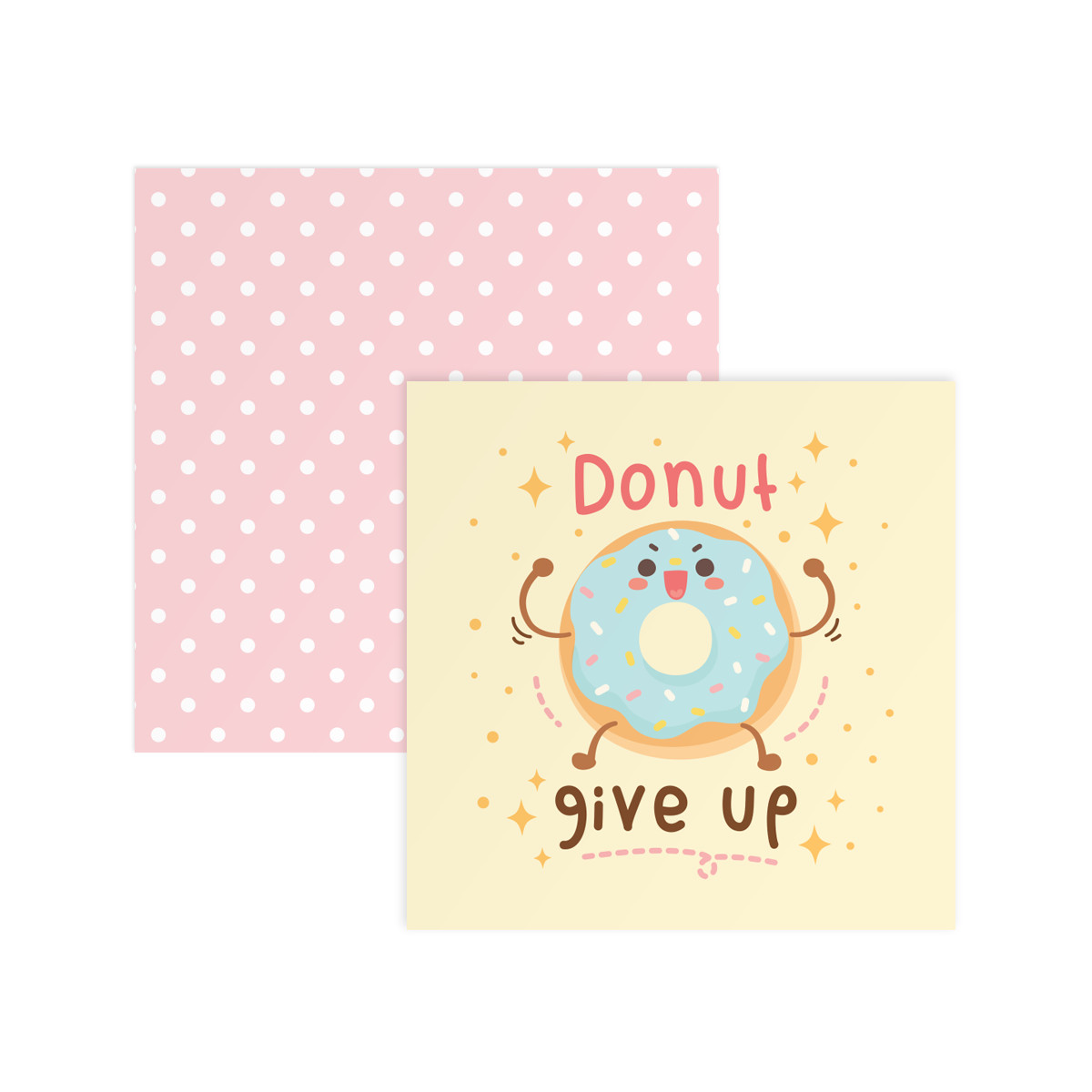 Thiệp động viên DONUT GIVE UP vuông 12cm SDstationery CONFECTION bánh donut