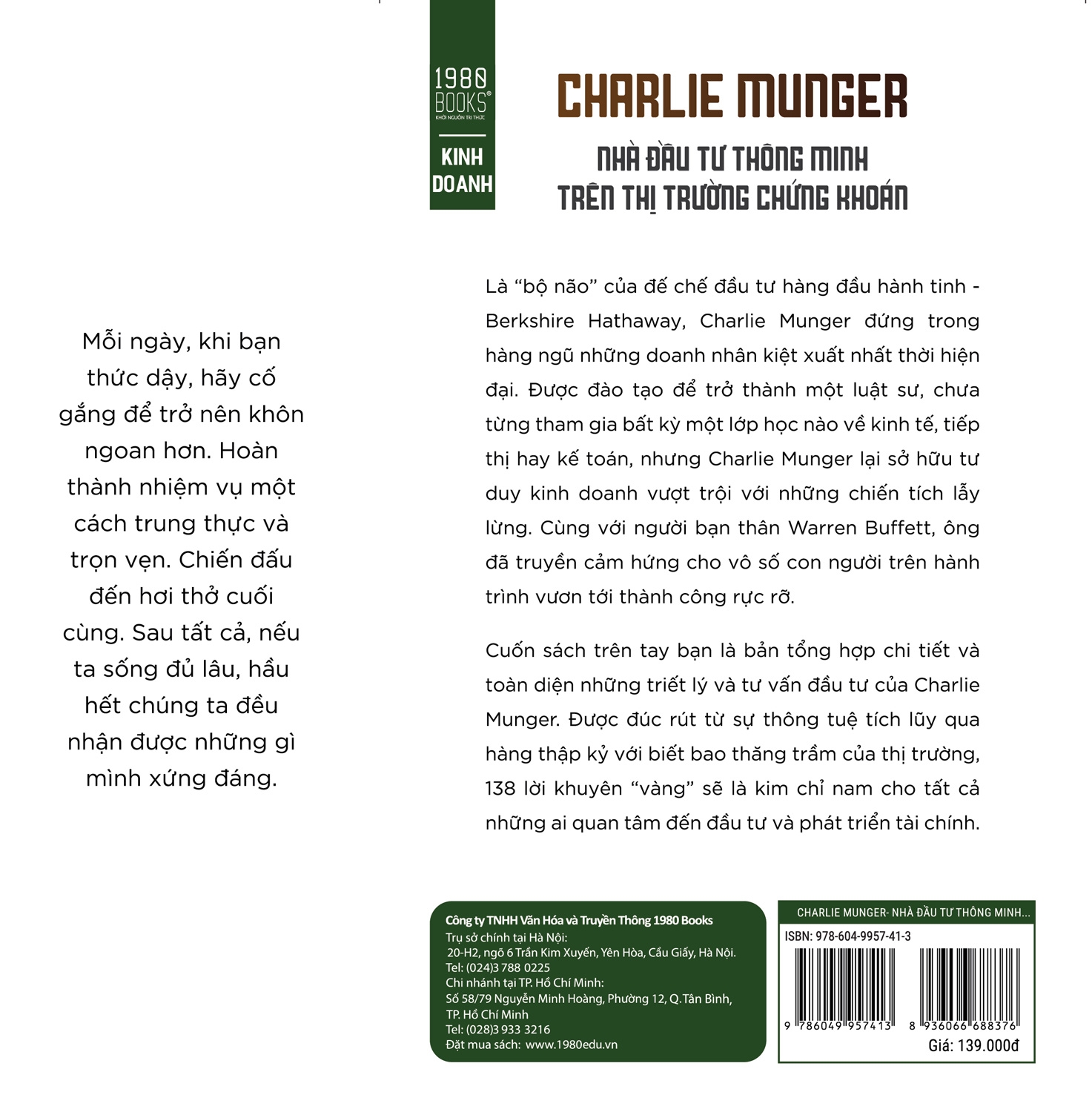 Sách - Charlie munger Nhà đầu tư thông minh trên thị trường chứng khoán - 1980Books