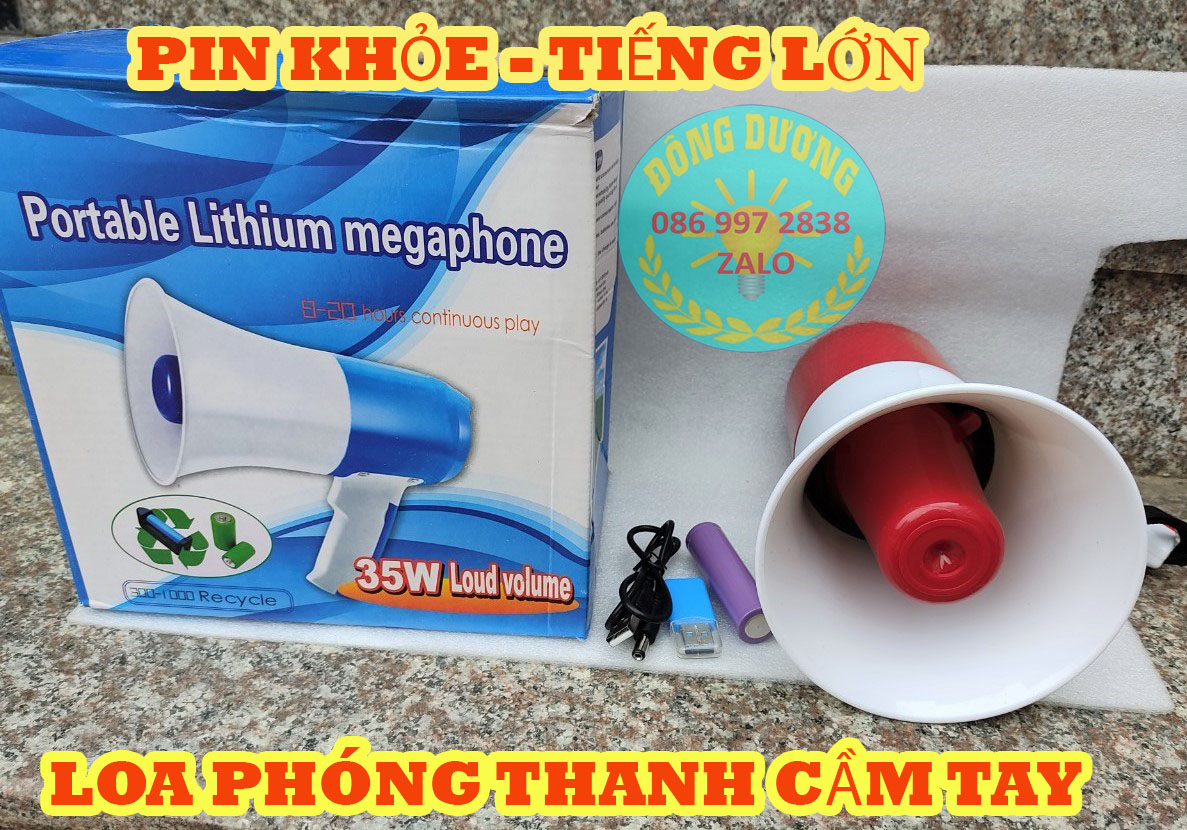 LOA PHÓNG THANH CẦM TAY CÓ GHI ÂM 35W - PIN KHỎE 10 TIẾNG - LOA PHÁT TIẾNG RAO