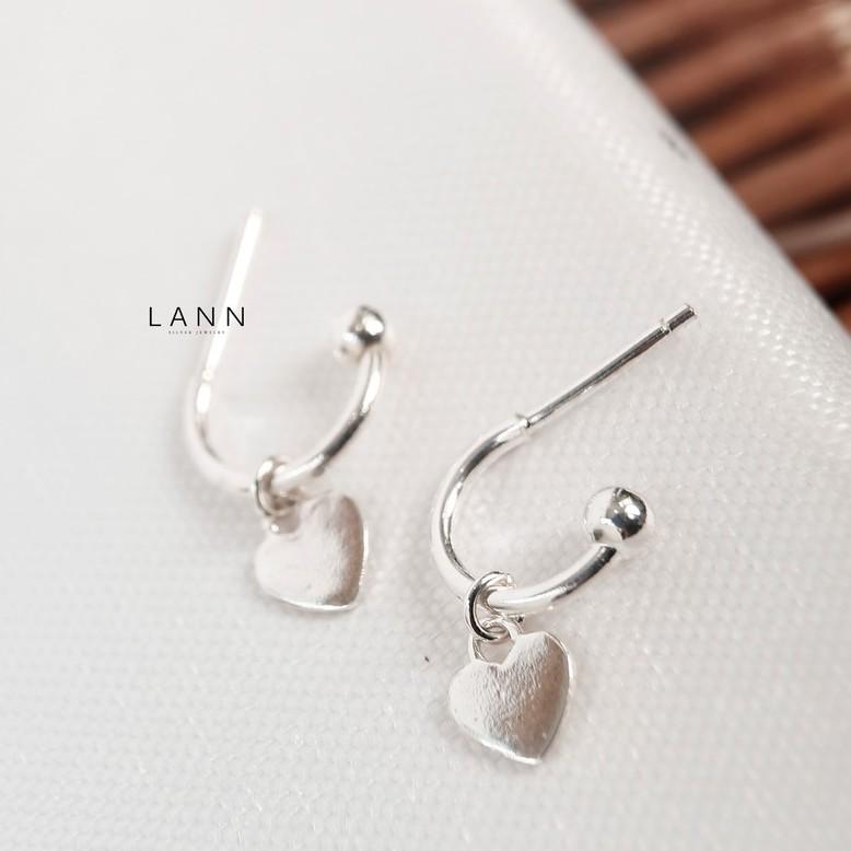 Khuyên Đường Tròn Mở Charm Tim Dẹt S925 LANN