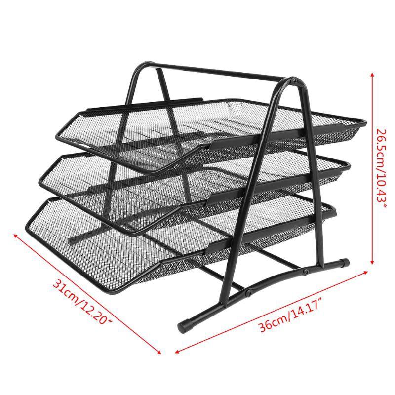 Khay để sách vở tài liệu hồ sơ văn phòng 3 tầng kim loại