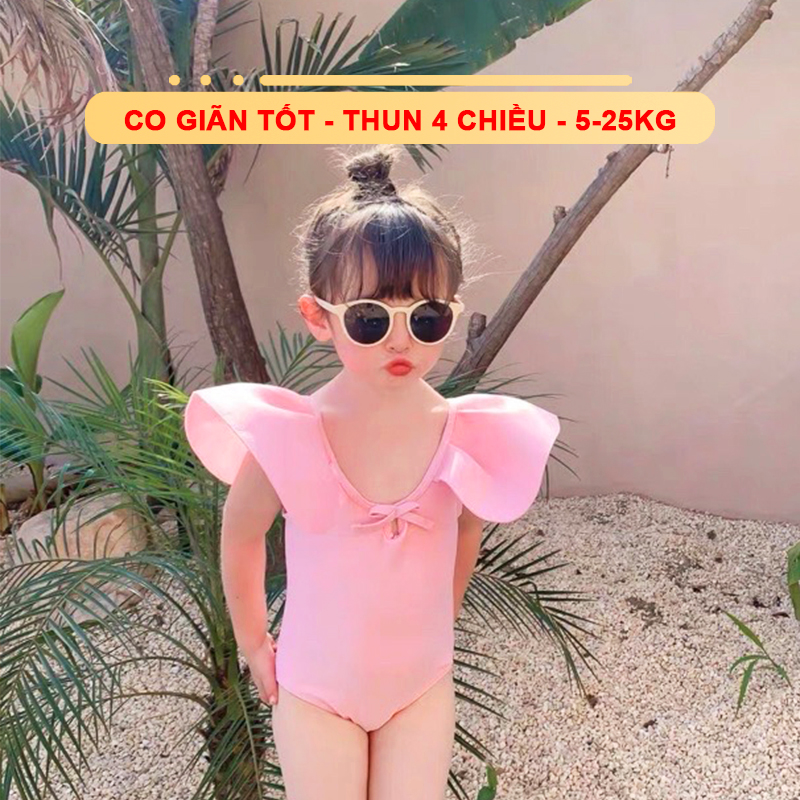 Bikini cho bé cánh tiên 5-25kg Baby-S, Đồ bơi bé gái liền thân tone màu hồng cực xinh xắn – SDB018