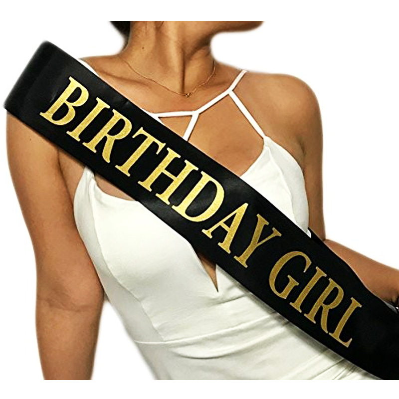 Băng đeo chéo phụ kiện sinh nhật Birthday Girl Black