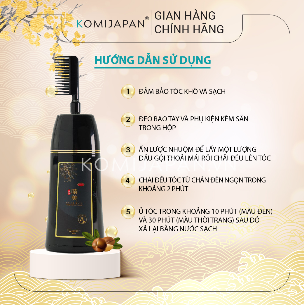 Lược nhuộm phủ bạc thảo dược Komi Nhật Bản [Chai 350ml - Chính Hãng