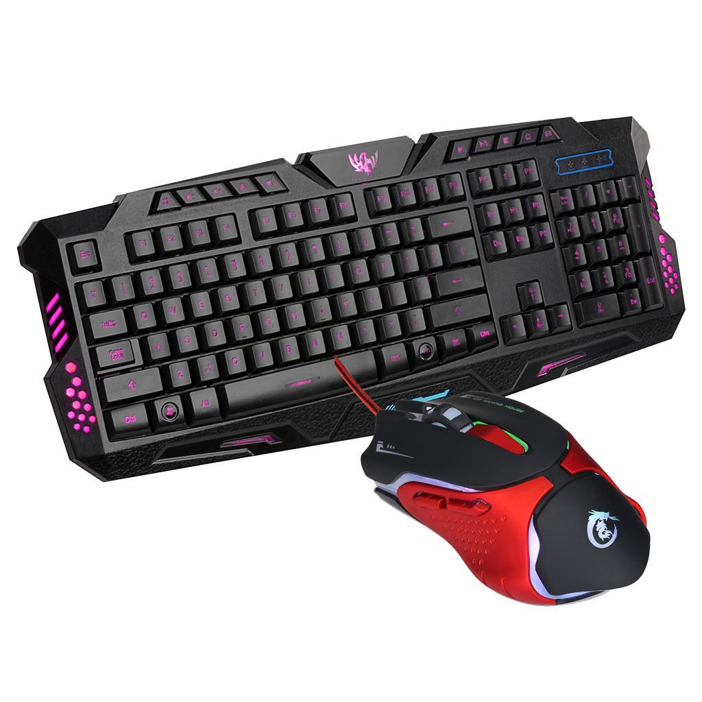 USB Wired LED Light Gaming 6 Buttons Mouse Ergonomic Keyboard Combo Set