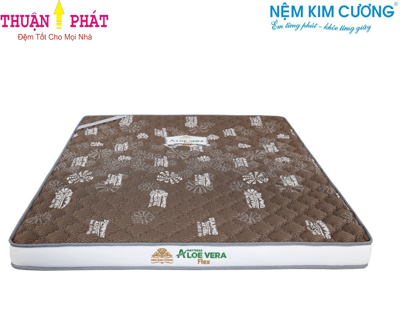 Đệm cao su non Kim Cương Aloe Vera Flex tinh chất lô hội - Chính hãng 100% - Mix mầu