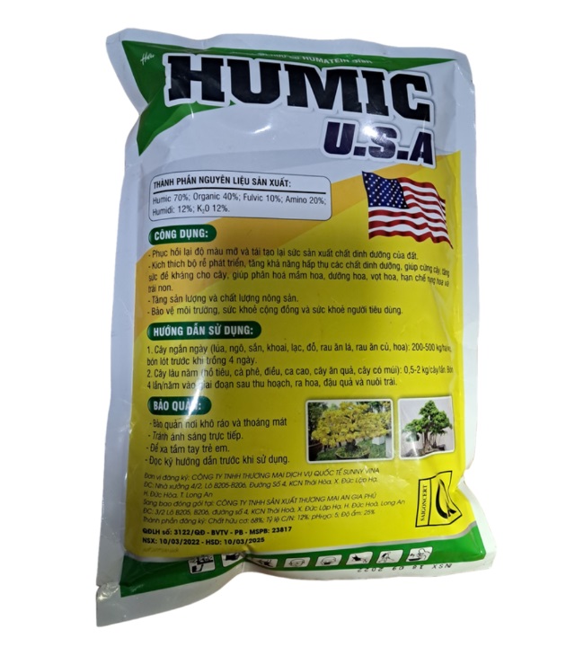 Phân hữu cơ HUMIC USA nguyên liệu nhập khẩu giúp phục hồi rễ và phát triển bộ rễ cho các loại cây trồng