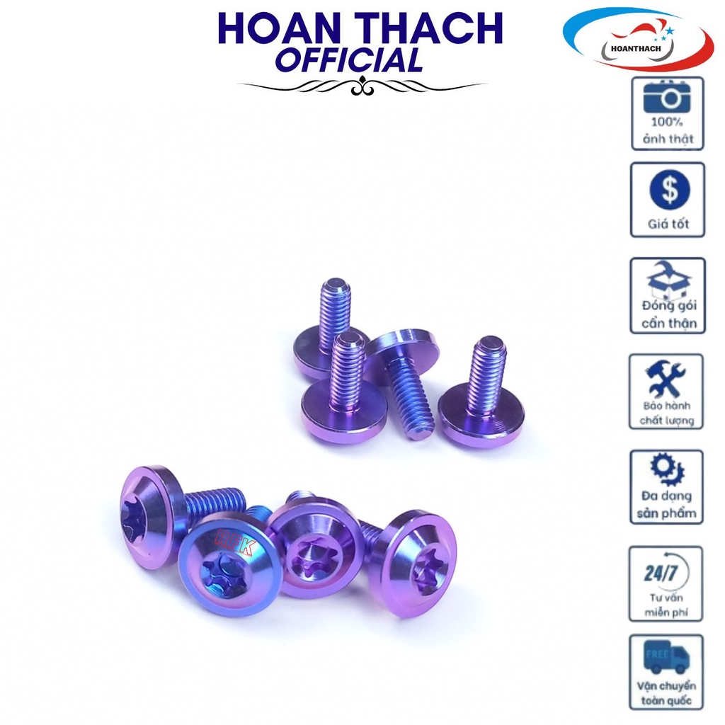 Ốc Gr5 Titan Dù 6L15 Tím ốp pô , đít pô cho xe máy Vario HOANTHACH SP010598 (giá 1 con)