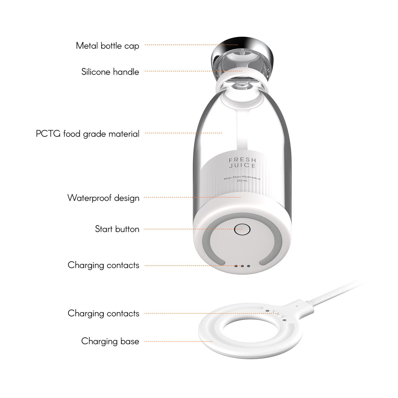 Máy xay sinh tố mini mini cầm tay 350ml Cup Juicer không dây sạc 4 lưỡi làm sinh tố, nghiền thức ăn cho trẻ em