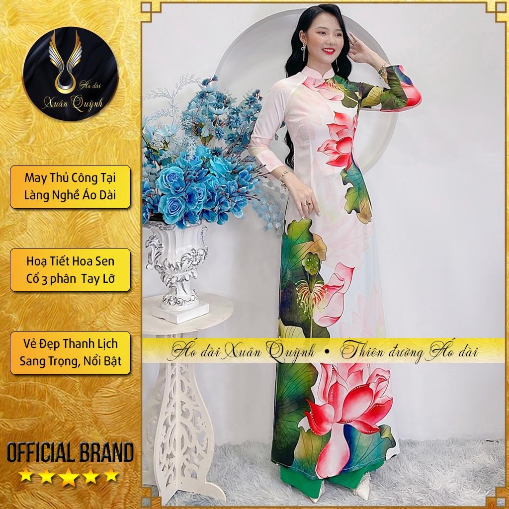 Siêu Phẩm Áo Dài Hoa Sen Duyên Dáng, Trẻ Trung Lụa Habutai K56 - Áo Dài Xuân Quỳnh