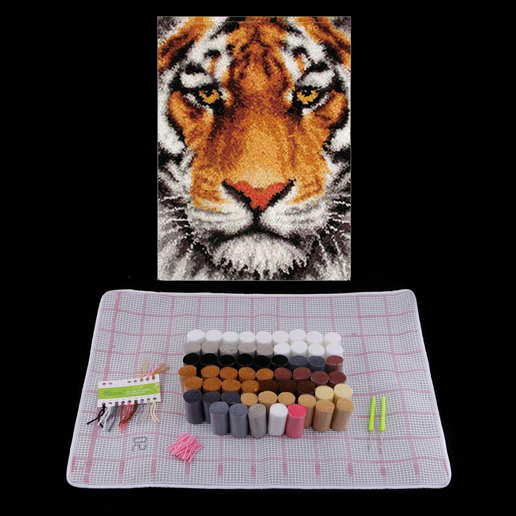 DIY Latch Hook Kit Embroidery Needlework Supplies for Tapestry Carpet Rug Pillow Mat Cushion 75x57cm