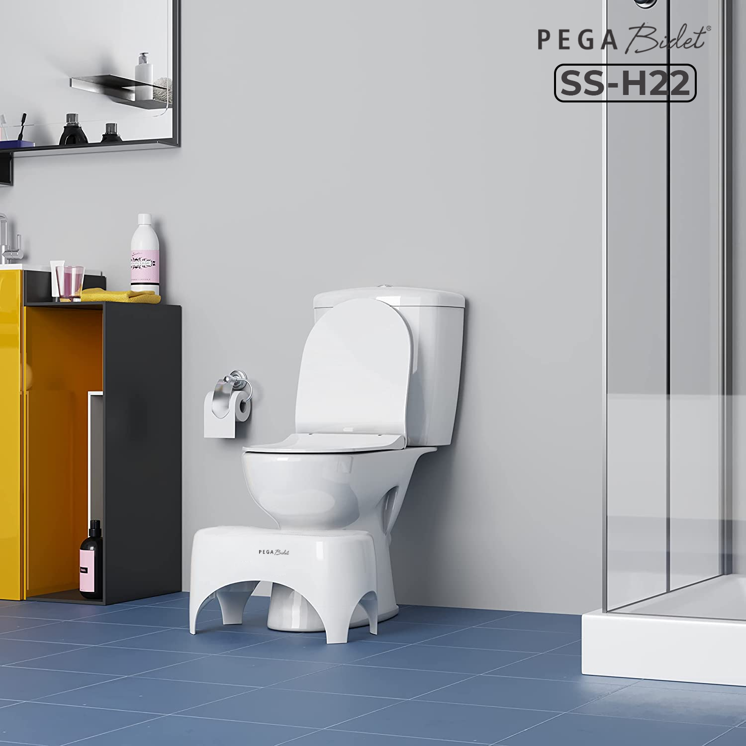 Ghế kê chân toilet PEGA Bidet SS-H22, hỗ trợ đi vệ sinh dễ dàng và thoải mái chống táo bón, làm từ nhựa y tế, ưa chuộng tại Mỹ